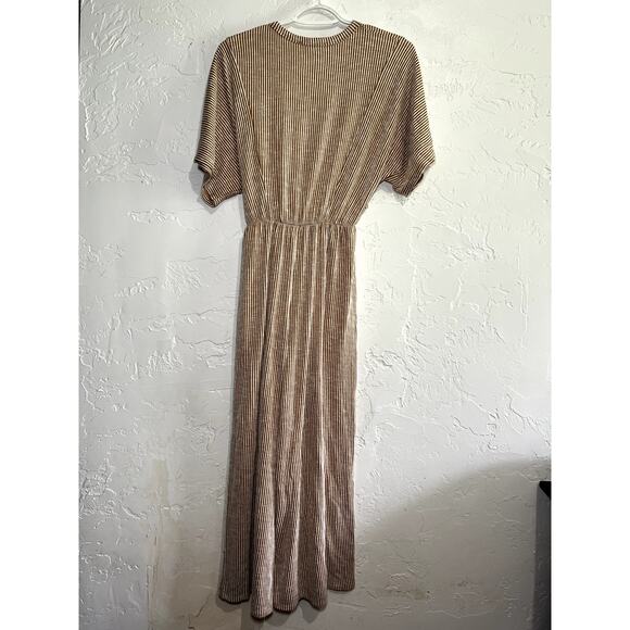 All in Favor stripe wide leg wrap jumpsuit women medium minimalist career preppy - Picture 7 of 10